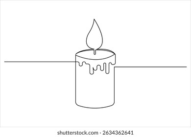 Candle icon continuous single line drawing and minimalist style outline design