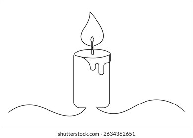 Candle icon continuous single line drawing and minimalist style outline design