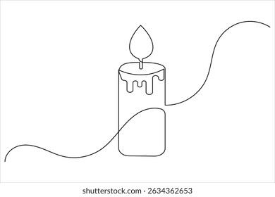 Candle icon continuous single line drawing and minimalist style outline design