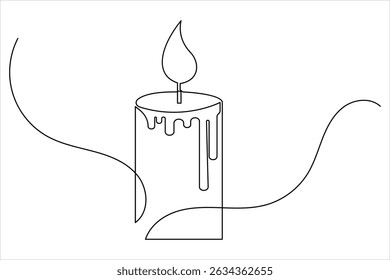 Candle icon continuous single line drawing and minimalist style outline design