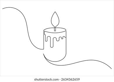 Candle icon continuous single line drawing and minimalist style outline design