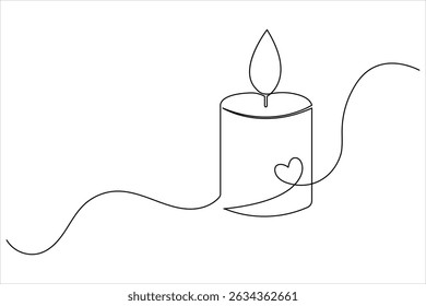 Candle icon continuous single line drawing and minimalist style outline design