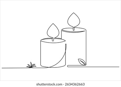 Candle icon continuous single line drawing and minimalist style outline design