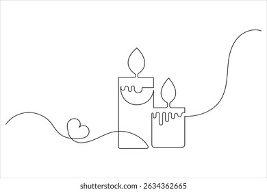 Candle icon continuous single line drawing and minimalist style outline design