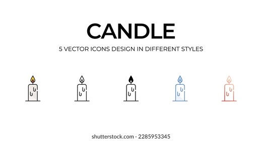 Candle Icon Design in Five style with Editable Stroke. Line, Solid, Flat Line, Duo Tone Color, and Color Gradient Line. Suitable for Web Page, Mobile App, UI, UX and GUI design.