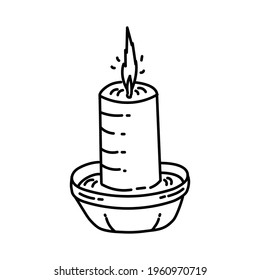 Candle Icon. Doodle Hand Drawn or Outline Icon Style. Vector