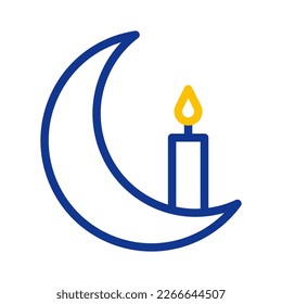 candle icon duocolor blue yellow style ramadan illustration vector element and symbol perfect. Icon sign from modern collection for web.