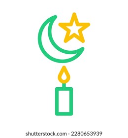 candle icon duocolor green yellow style ramadan illustration vector element and symbol perfect. Icon sign from modern collection for web.