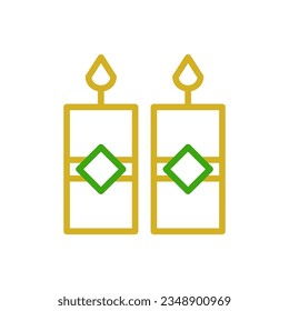 Candle icon duocolor green yellow colour chinese new year vector element and symbol perfect.