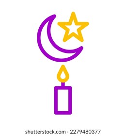 candle icon duocolor purple yellow style ramadan illustration vector element and symbol perfect. Icon sign from modern collection for web.