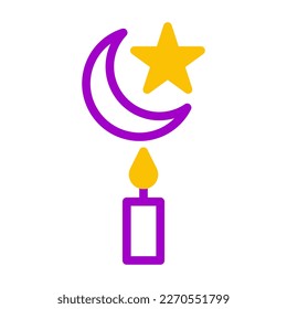 candle icon duotone purple yellow style ramadan illustration vector element and symbol perfect. Icon sign from modern collection for web.