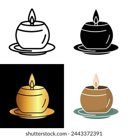 Candle icon, emitting a warm glow and subtle fragrance, candles create an ambiance of relaxation and comfort.