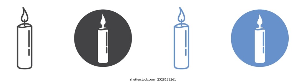 Candle icon Flat art in black and white isolated