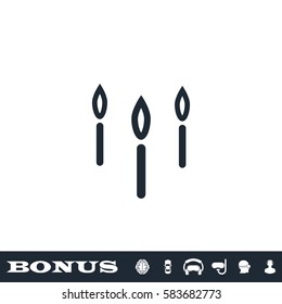 Candle icon flat. Black pictogram on white background. Vector illustration symbol and bonus button