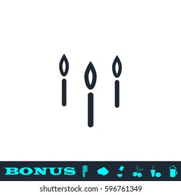 Candle icon flat. Black pictogram on white background. Vector illustration symbol and bonus button