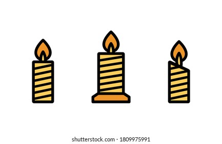 Candle icon flat. Christmas decor. New Year concept. Romantic atmosphere. Vector on isolated white background. EPS 10