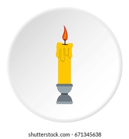 Candle icon in flat circle isolated vector illustration for web