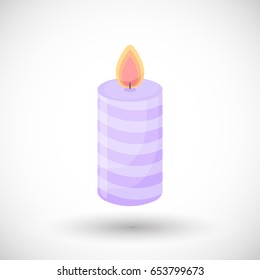 Candle icon, Flat design of holiday, aromatherapy or romantic symbol with round shadow, vector illustration