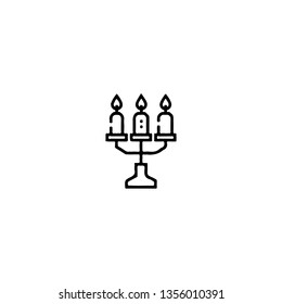 Candle icon, flat design line art thin style. Easter Day vector illustration