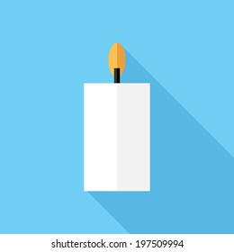 Candle icon. Flat design style modern vector illustration. Isolated on stylish color background. Flat long shadow icon. Elements in flat design.