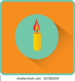Candle icon. Flat design style modern vector illustration. Flat long shadow icon. Elements in flat design.