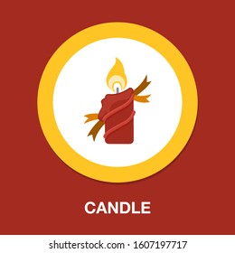 Candle Icon. Flat Illustration Of Candle - Vector Icon. Candle Sign Symbol