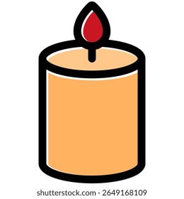 candle icon in flat outline offset style