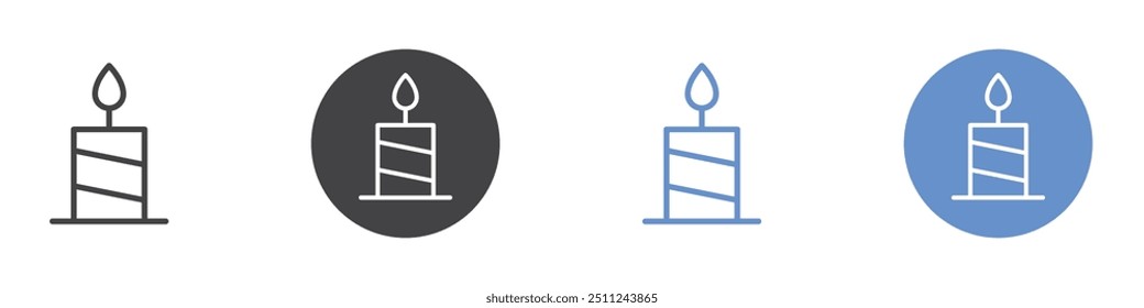 Candle icon Flat set in black and white color