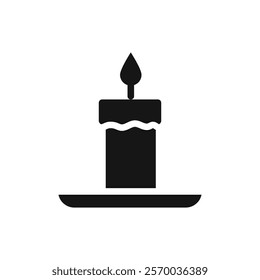 Candle icon Flat simple outline set