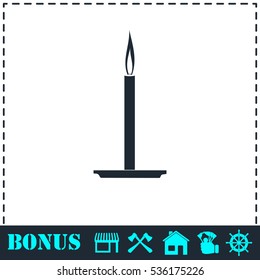 Candle icon flat. Simple vector symbol and bonus icon