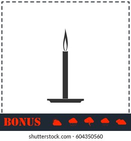 Candle icon flat. Simple vector symbol and bonus icon