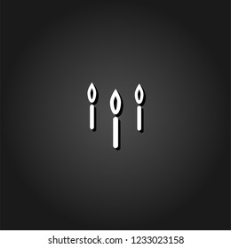 Candle icon flat. Simple White pictogram on black background with shadow. Vector illustration symbol
