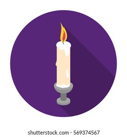 Candle icon in flat style isolated on white background. Funeral ceremony symbol stock vector illustration.
