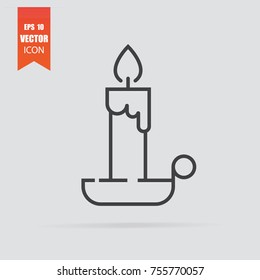 Candle icon in flat style isolated on grey background. For your design, logo. Vector illustration.