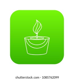 Candle icon green vector isolated on white background