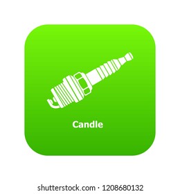 Candle icon green vector isolated on white background