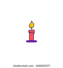Candle icon. Halloween icon. Simple, flat, outline, color. Filled color icon.