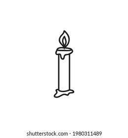Candle icon. Hand drawn candle. Hand drawn doodle. Burning candle. vector illustration. 