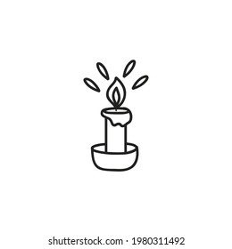 Candle icon. Hand drawn candle. Hand drawn doodle. Burning candle. vector illustration. 