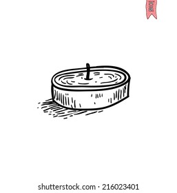 Candle icon, hand drawn vector illustration.