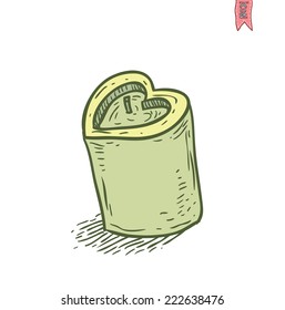 Candle icon, hand drawn vector illustration.