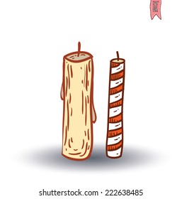 Candle icon, hand drawn vector illustration.