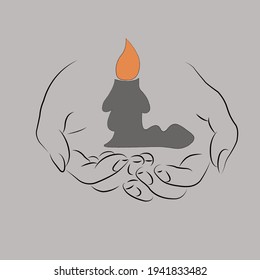 Candle Icon. Hand Holding Candle. Candlelight. Vector Icon. Vector Illustration