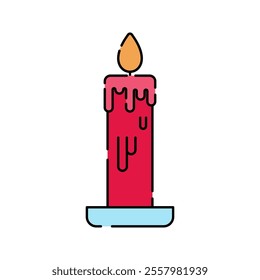 Candle Icon Illustration with bright color palette in flat design style. Perfect for vacation, travel, and summer themed designs.
