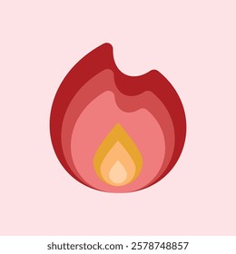 Candle icon. illustration of a red candle with flame. Pink fire illustration design. Soft and non-destructive fire. Beautiful fire illustration element design