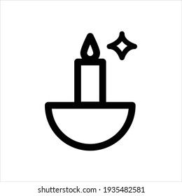 Candle icon isolated of flat style. Vector illustration. Candle line icon. eligion and prayer, wax sign, vector graphics, a linear pattern on a white background