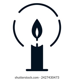 Candle icon isolated of flat style. Vector illustration.