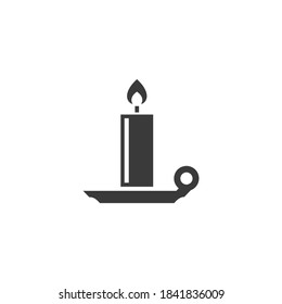 Candle Icon Isolated on Black and White Vector Graphic
