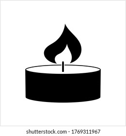 Candle icon isolated on white. Symbol for design postcard, invitation, poster. Stencil for christmas etc. Vector stock illustration. EPS 10