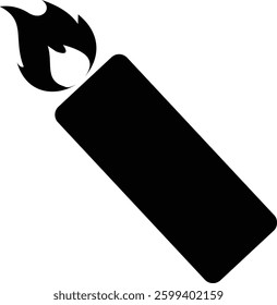 Candle icon, isolated on white background, black design, flat vector illustration